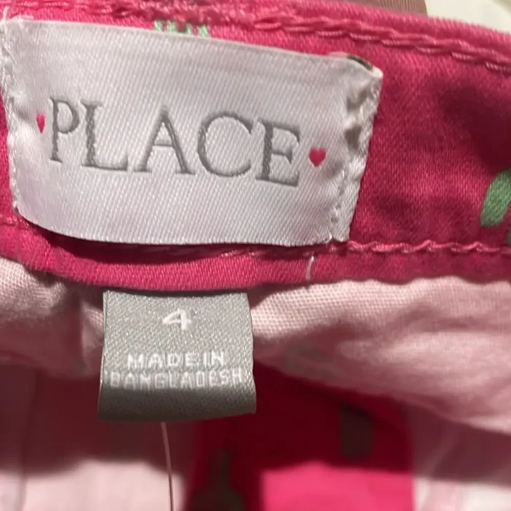 Childrens place 4 hot pink green cactus shorts stretchy pockets nwt